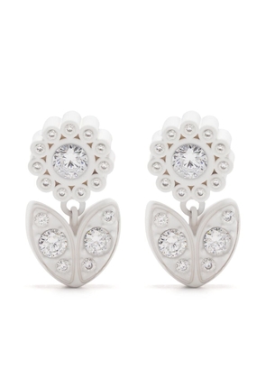 Bottega Veneta flower crystal-embellished earrings - White