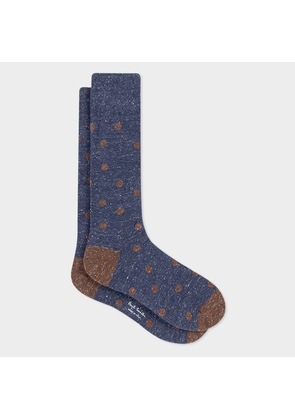 Paul Smith Navy Blue Polka Dot Cotton-Blend Socks