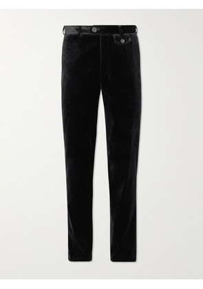 Oliver Spencer - Fishtail Slim-Fit Cotton-Velvet Suit Trousers - Men - Black - UK/US 28