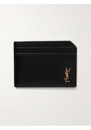 SAINT LAURENT - Tiny Cassandre Logo-Appliquéd Leather Cardholder - Men - Black