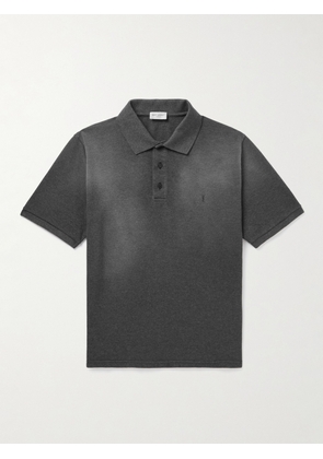 SAINT LAURENT - Logo-Embroidered Cotton-Piqué Polo Shirt - Men - Gray - S