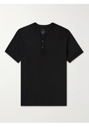 Save Khaki United - Garment-Dyed Supima Cotton-Jersey Henley T-Shirt - Men - Black - XS