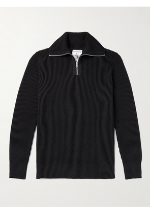 S.N.S Herning - Fender Ribbed Merino Wool Half-Zip Sweater - Men - Black - S