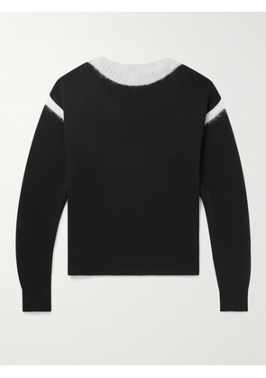 SAINT LAURENT - Two-Tone Wool-Blend Sweater - Men - Black - M