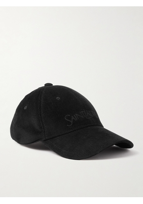 SAINT LAURENT - Logo-Embroidered Cotton-Cordurory Baseball Cap - Men - Black - 57