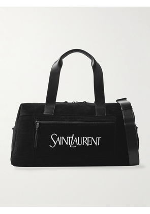 SAINT LAURENT - Leather-Trimmed Logo-Print Suede Duffle Bag - Men - Black
