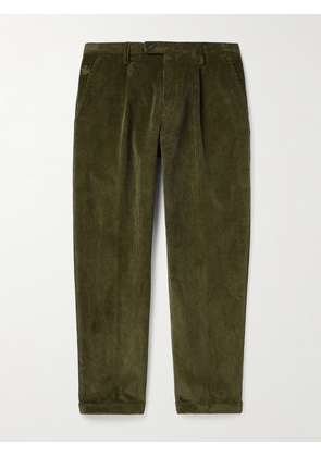 Baracuta - Straight-Leg Pleated Cotton-Corduroy Trousers - Men - Green - UK/US 30