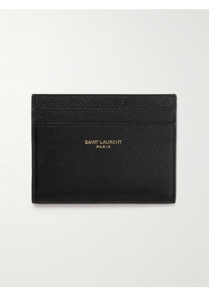 SAINT LAURENT - Logo-Print Upcycled Cross-Grain Leather Cardholder - Men - Black