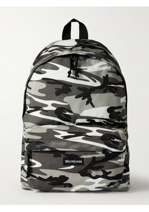 Balenciaga - Explorer Distressed Camouflage-Print Canvas Backpack - Men - Gray