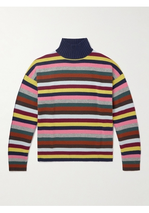 Allude - Striped Wool and Cashmere-Blend Rollneck Sweater - Men - Blue - M