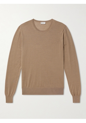 SAINT LAURENT - Slim-Fit Wool, Cashmere and Silk-Blend Sweater - Men - Brown - M