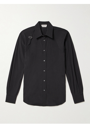 Alexander McQueen - Harness-Detailed Cotton-Blend Poplin Shirt - Men - Black - UK/US 15