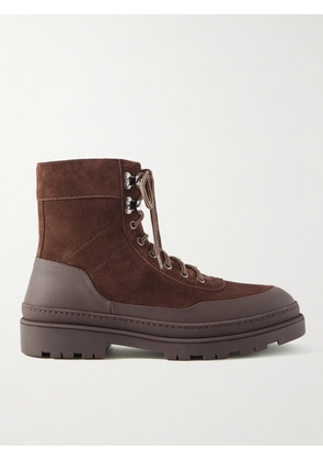 Brunello Cucinelli - Leather-Trimmed Suede Boots - Men - Brown - EU 41
