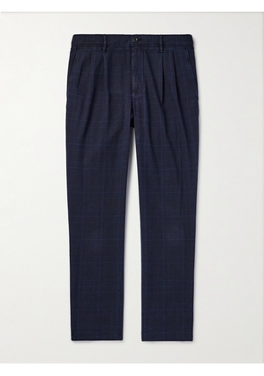 Incotex - Straight-Leg Pleated Prince of Wales Checked Cotton-Blend Trousers - Men - Blue - UK/US 29