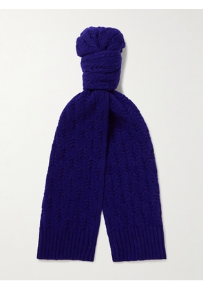 Mr P. - Lamaine Cable-Knit Wool Scarf - Men - Blue