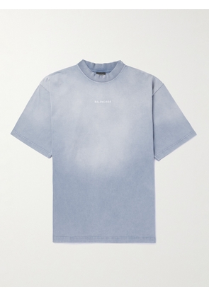 Balenciaga - Logo-Embroidered Cotton-Jersey T-Shirt - Men - Blue - S