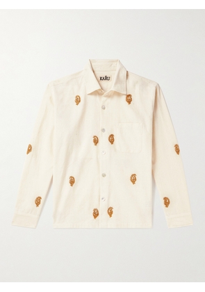 Kartik Research - Throwing Fits Embroidered Cotton Shirt - Men - Neutrals - S