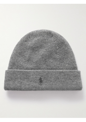 Polo Ralph Lauren - Logo-Embroidered Ribbed Cashmere Beanie - Men - Gray