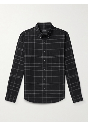 Club Monaco - Slim-Fit Button-Down Collar Checked Cotton-Flannel Shirt - Men - Black - XS