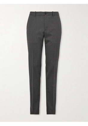 Incotex - Slim-Fit Pleated Wool-Blend Flannel Trousers - Men - Gray - IT 44