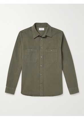 Mr P. - Herringbone Cotton-Twill Shirt - Men - Green - XS