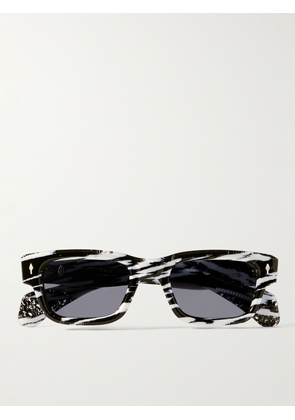 Jacques Marie Mage - Jeff Goldblum Jeff Rectangular-Frame Zebra-Print Acetate Sunglasses - Men - Black