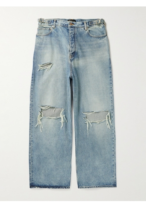 Balenciaga - Wide-Leg Distressed Jeans - Men - Blue - XS