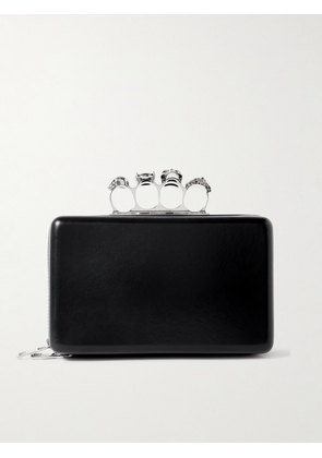 Alexander McQueen - The Knuckle Twisted Leather and Silver-Tone Messenger Bag - Men - Black