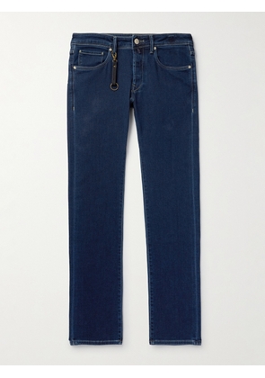 Incotex - Leather-Trimmed Straight-Leg Jeans - Men - Blue - UK/US 28