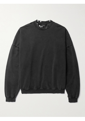 Balenciaga - Pierced Embellished Distressed Cotton-Jersey Sweatshirt - Men - Black - 1