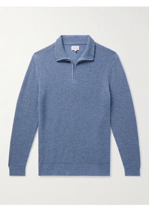 Hartford - Slim-Fit Ribbed Wool and Cashmere-Blend Half-Zip Sweater - Men - Blue - S