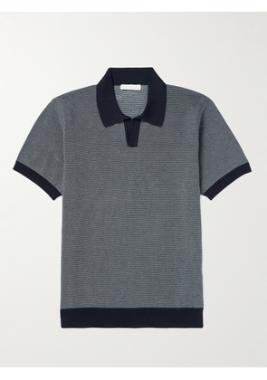 Mr P. - Honeycomb-Knit Organic Cotton Polo Shirt - Men - Blue - XS