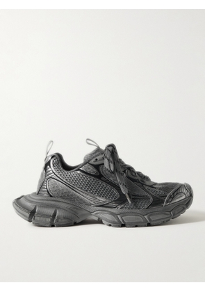 Balenciaga - 3XL Distressed Mesh and Rubber Sneakers - Men - Gray - EU 40