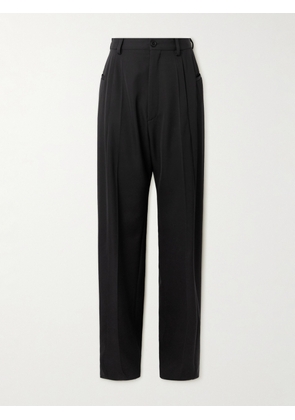 Balenciaga - Wide-Leg Pleated Wool-Barathea Trousers - Men - Black - XS