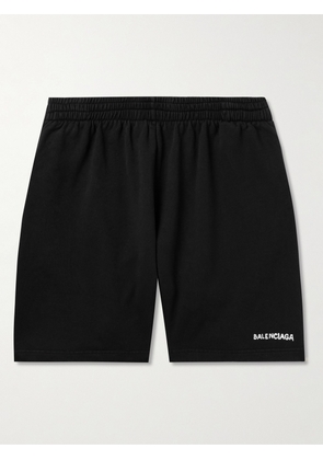 Balenciaga - Straight-Leg Logo-Print Cotton-Jersey Shorts - Men - Black - S