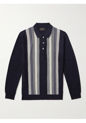 Beams Plus - Striped Wool Polo Shirt - Men - Black - S