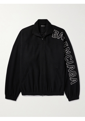 Balenciaga - Oversized Logo-Appliquéd Fleece Track Jacket - Men - Black - IT 44