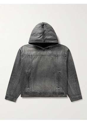 Balenciaga - Distressed Denim Hooded Jacket - Men - Black - 1