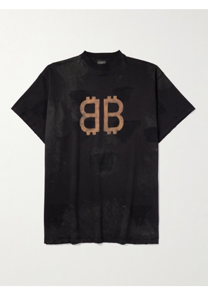 Balenciaga - Oversized Logo-Print Cotton-Jersey T-Shirt - Men - Black - 1