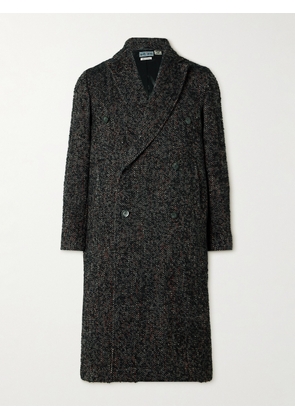 Blue Blue Japan - Double-Breasted Wool-Blend Tweed Coat - Men - Black - S