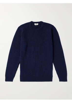 John Smedley - Upson Ribbed Merino Wool and Recycled Cashmere-Blend Sweater - Men - Blue - S