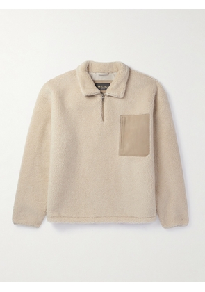 Loro Piana - Suede-Trimmed Cashmere and Silk-Blend Fleece Half-Zip Sweater - Men - Neutrals - S