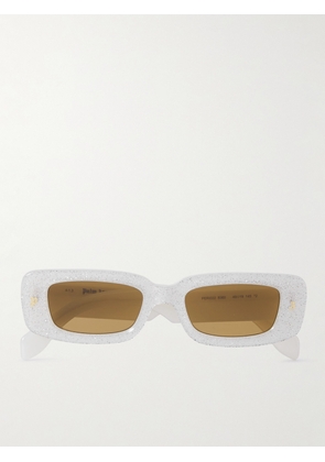 Palm Angels - Lala Rectangular-Frame Glittered Acetate Sunglasses - Men - White