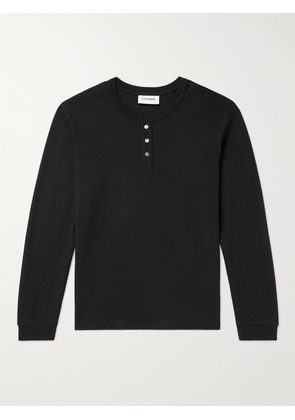 FRAME - Cotton-Jersey Henley T-Shirt - Men - Black - S