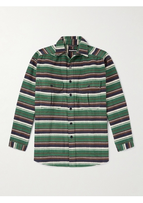 Monitaly - Giorgio Striped Cotton-Flannel Shirt - Men - Green - S