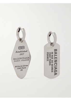 Balenciaga - Tags Antiqued Silver-Tone Earrings - Men - Silver
