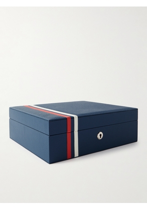 Rapport London - Greenwich Striped Leather Eight-Piece Watch Box - Men - Blue