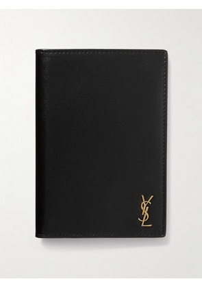 SAINT LAURENT - Cassandre Logo-Embellished Glossed-Leather Passport Cover - Men - Black