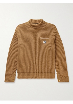Sacai - Carhartt WIP Detroit Ribbed Wool and Nylon-Blend Sweater - Men - Brown - 1