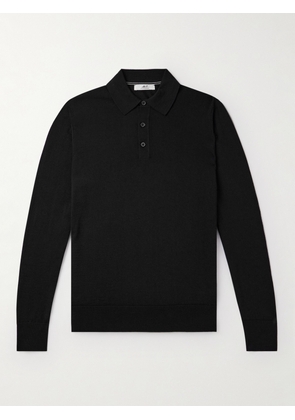 Mr P. - Merino Wool Polo Shirt - Men - Black - XS